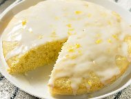 Тройна лимонова торта / кекс / сладкиш със сироп и глазура